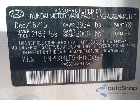 2017 Hyundai Elantra Se из США, поврежденный, VIN 5NPD84LF5HH000897